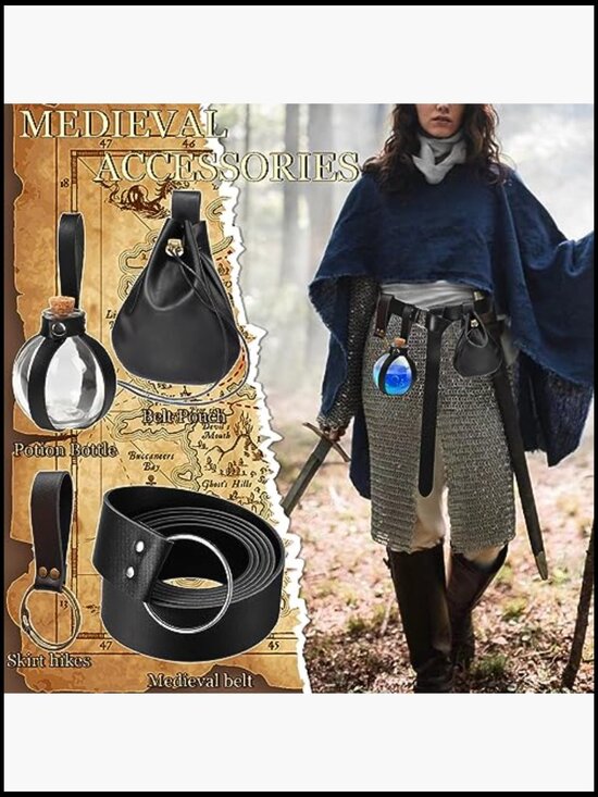 Halloween Renaissance Belt Pouch Costume Set with Potion Bottle and Skirt Hikes main image 6